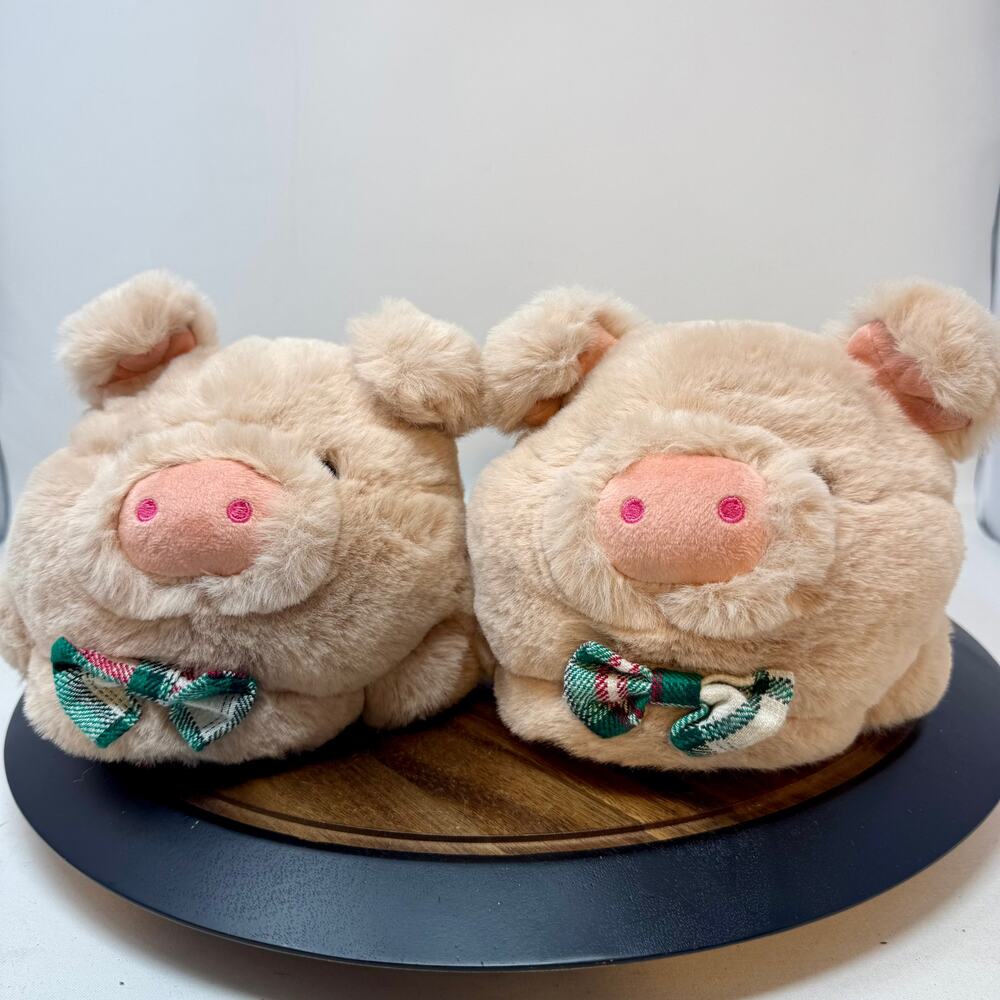 American Eagle Pig Piggie Slippers Bow Tie Size M/L